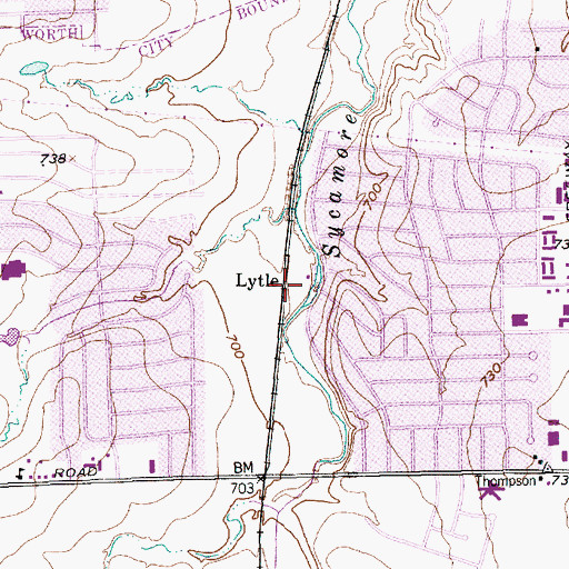 Topographic Map of Lytle, TX