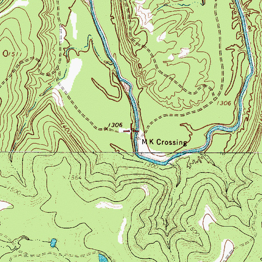 Topographic Map of M K Crossing, TX