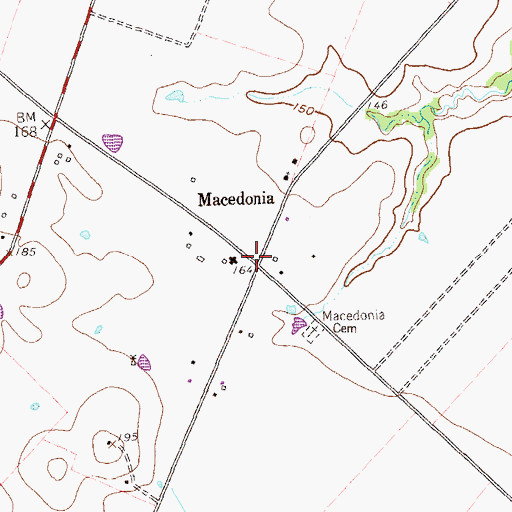 Topographic Map of Macedonia, TX