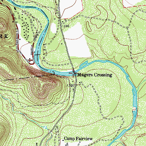 Topographic Map of Magers Crossing, TX