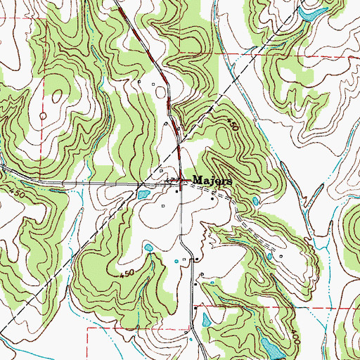Topographic Map of Majors, TX