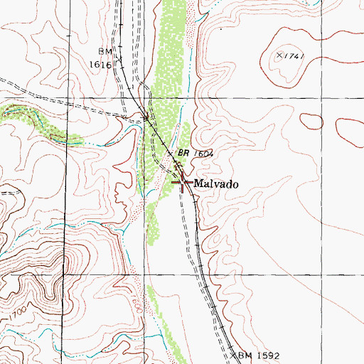 Topographic Map of Malvado, TX