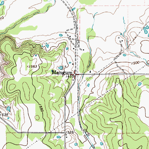 Topographic Map of Mangum, TX