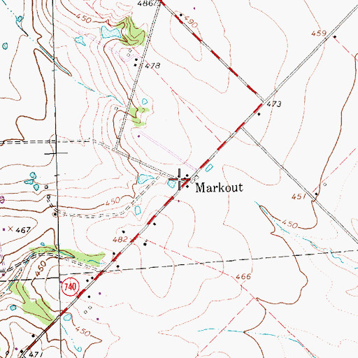 Topographic Map of Markout, TX