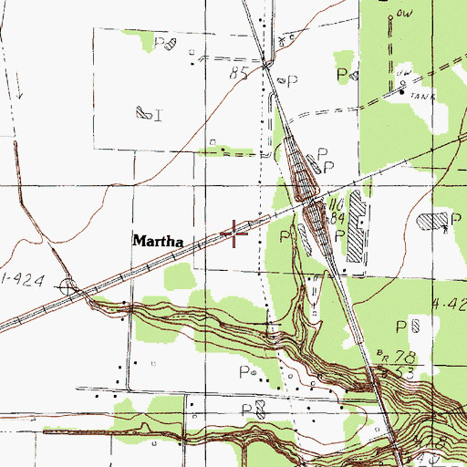 Topographic Map of Martha, TX