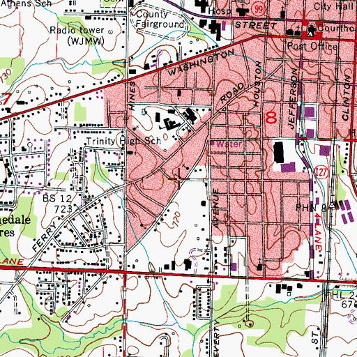 Topographic Map of Lucas Street Church of Christ, AL