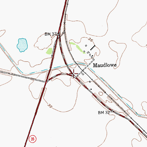 Topographic Map of Maudlowe, TX