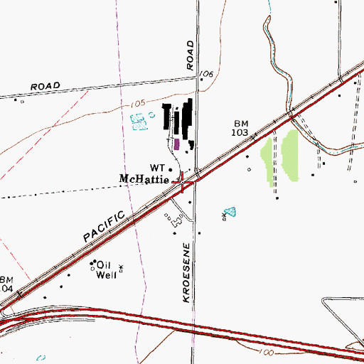 Topographic Map of McHattie, TX