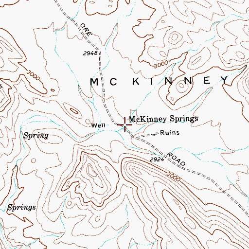 Topographic Map of McKinney Springs, TX