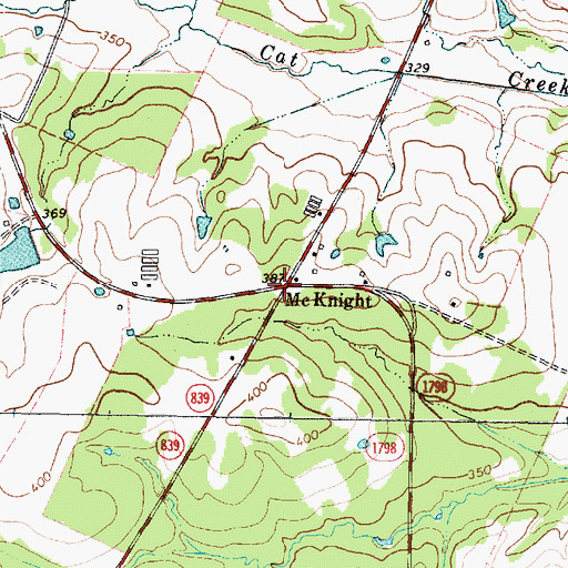Topographic Map of McKnight, TX