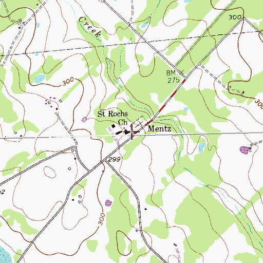 Topographic Map of Mentz, TX