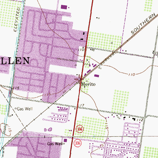 Topographic Map of Merito, TX