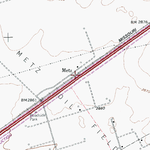 Topographic Map of Metz, TX