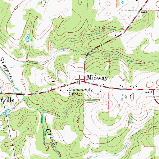 Topographic Map of Midway, TX