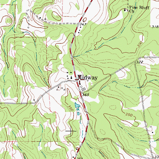 Topographic Map of Midway, TX