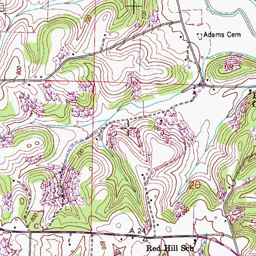Topographic Map of Maple School (historical), AL