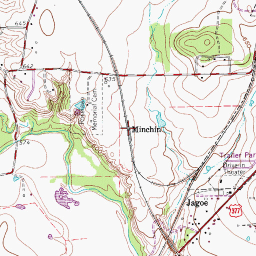 Topographic Map of Minchin, TX