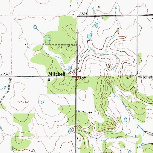 Topographic Map of Mitchell, TX