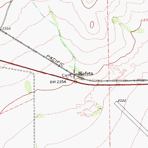 Topographic Map of Mofeta, TX