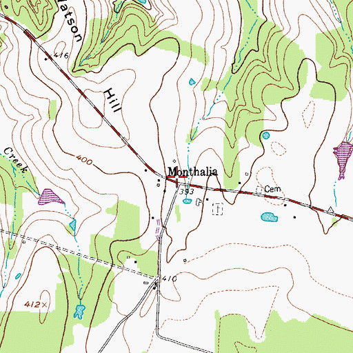 Topographic Map of Monthalia, TX