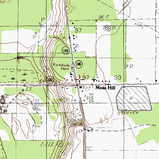 Topographic Map of Moss Hill, TX