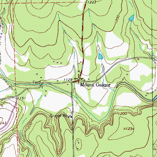 Topographic Map of Mount Gainor, TX