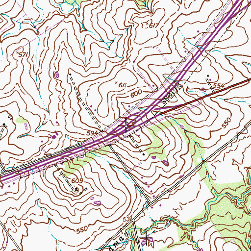 Topographic Map of Muehlsville, TX