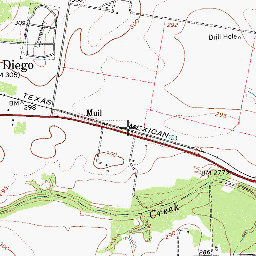 Topographic Map of Muil, TX