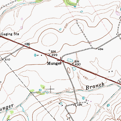 Topographic Map of Munger, TX