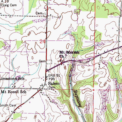 Topographic Map of Mount Moriah Church (historical), AL