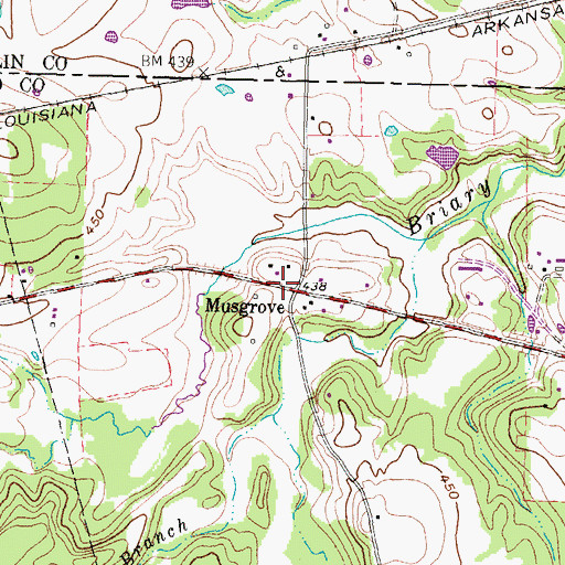 Topographic Map of Musgrove, TX