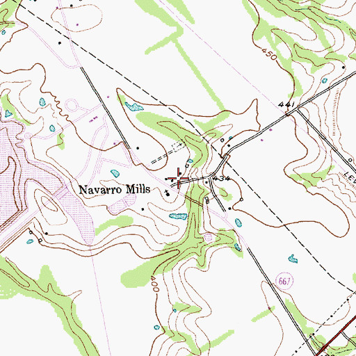 Topographic Map of Navarro Mills, TX