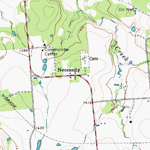 Topographic Map of Necessity, TX