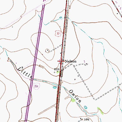 Topographic Map of Nelson, TX