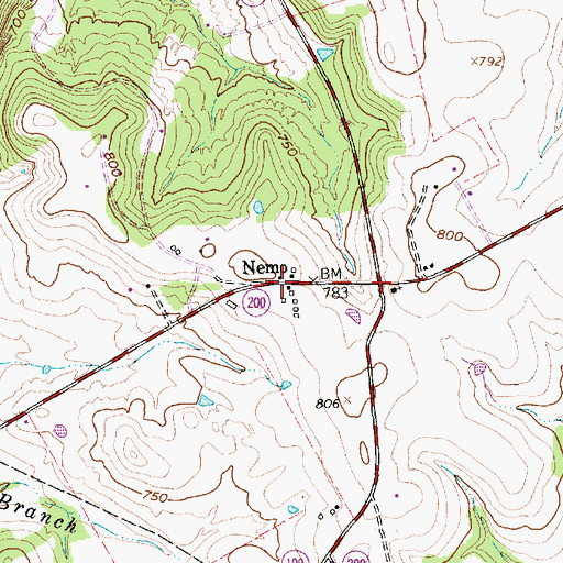 Topographic Map of Nemo, TX
