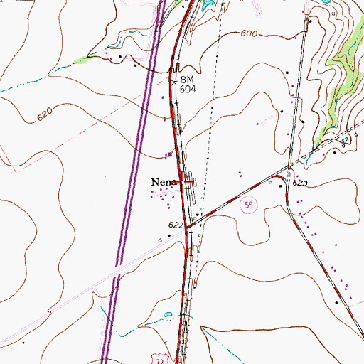 Topographic Map of Nena, TX