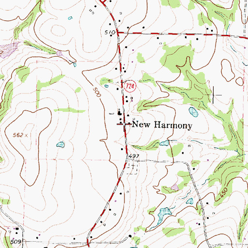 Topographic Map of New Harmony, TX