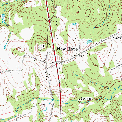 Topographic Map of New Hope, TX