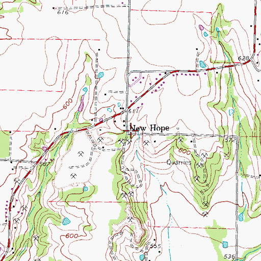 Topographic Map of New Hope, TX