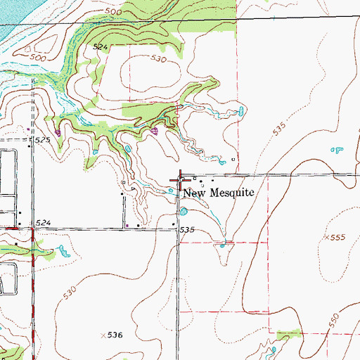 Topographic Map of New Mesquite, TX