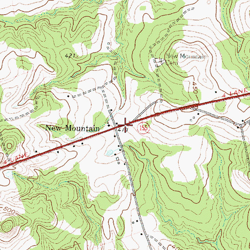 Topographic Map of New Mountain, TX