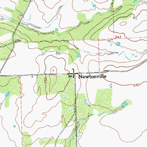 Topographic Map of Newtonville, TX