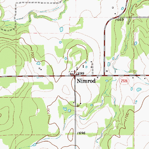 Topographic Map of Nimrod, TX
