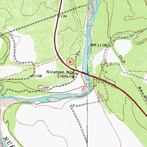 Topographic Map of Nineteen Mile Crossing, TX