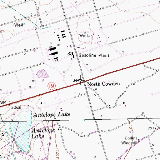 Topographic Map of North Cowden, TX