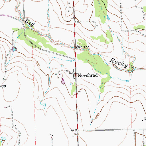 Topographic Map of Novohrad, TX