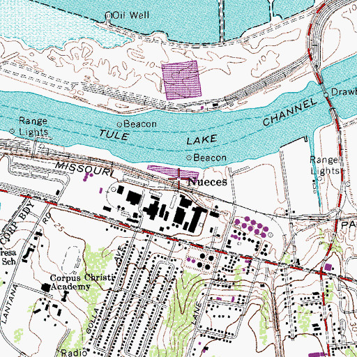 Topographic Map of Nueces, TX