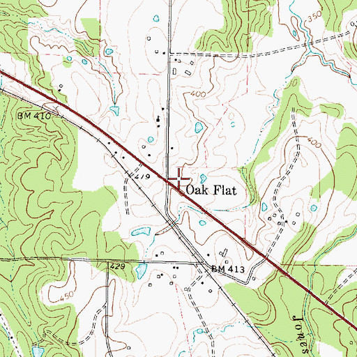 Topographic Map of Oak Flat, TX