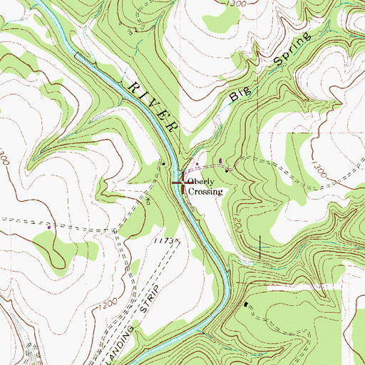 Topographic Map of Oberly Crossing, TX