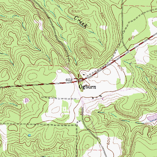 Topographic Map of Ogburn, TX